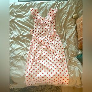 Off the Shoulder Polka Dot Maxi Dress